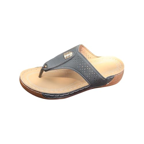 Orthopädische Hausschuhe Damen Flip-Flops Mit Keilabsatz Peep Toe Pantoletten Plateau Keilsandalen Atmungsaktiv Sommersandalen Wasserdichte Slippers Rutschfest Strandsandalen Gr.36-43 von Generisch