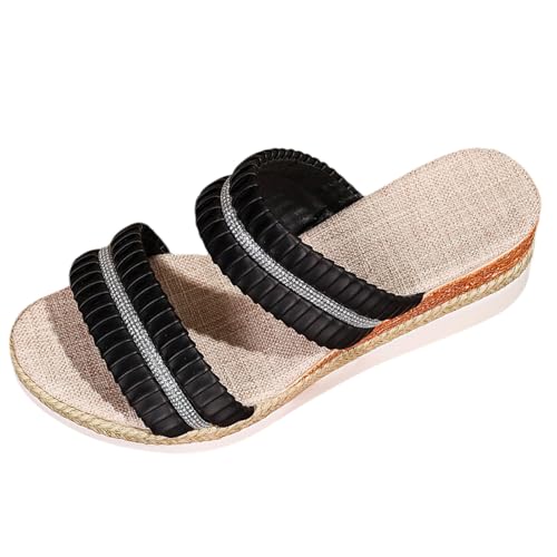 Orthopädische Hausschuhe Sommer Plateau Espadrilles Pantoletten Offener Zehen Sommerschuhe Plattform Slipper Bequeme Schlappen Atmungsaktive Wanderschuhe Casual Strandschuhe Leicht Elegant Latschen von Generisch