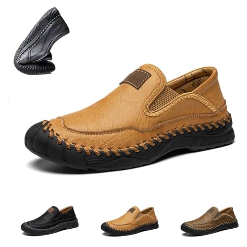 Orthopädische Herren-Slipper aus Leder, handgefertigt, atmungsaktiv, Business-Casual-Herren-Lederschuhe, bequeme Mokassin-Schuhe zum Hineinschlüpfen, braun, 46 EU Orthopädische Herren-Slipper aus Leder, handgefertigt, atmungsaktiv, Business-Casual-Herren-Lederschuhe, bequeme Mokassin-Schuhe zum Hineinschlüpfen, braun, 46 EU von Generisch