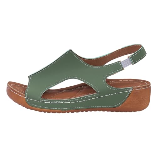 Orthopädische Sandalen Damen Sommer Ergonomische Pantoletten aus Leder, Rutschfeste Hausschuhe Offener Leicht Bequem Slipper Sommerschuhe von Generisch