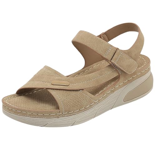 Orthopädische Sandalen Damen Sommer Rutschfeste Leichte Weiche Wandersandalen Sandaletten Gummisohle Plateau Bequem Sommerschuhe Hausschuhe mit Klettverschluss Breite Füße Mädchen Schuhe Gr.36-43 EU von Generisch