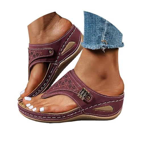 Orthopädische Sandalen Damen Zehentrenner mit Arch Support Sommer Lässige Keilabsatz Plateau Hausschuhe Bequem Flip Flops Keilsandalen Einfarbig Mesh Hohle Design Rutschfest Pantoletten für Strand Orthopädische Sandalen Damen Zehentrenner mit Arch Support Sommer Lässige Keilabsatz Plateau Hausschuhe Bequem Flip Flops Keilsandalen Einfarbig Mesh Hohle Design Rutschfest Pantoletten für Strand von Generisch