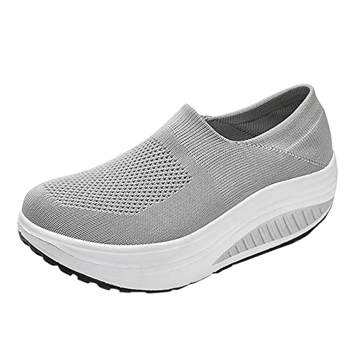 Orthopädische Schuhe Damen, Slip On Sneakers Damen Luftpolster Muffin Sportschuhe Mesh Atmungsaktiv Freizeitschuhe Weiche Rutschfest Barfußschuhe Einfarbig Joggingschuhe Ohne Schnürer Walkingschuhe von Generisch