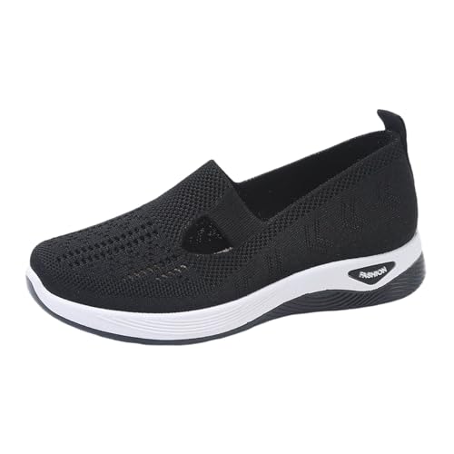 Orthopädische Schuhe Damen, Slip on Sneaker Frauen Walkingschuhe Leicht Weite H Vermascht Atmungsaktive Lässige Komfort Laufschuhe Bequeme Outdoor Sommerschuhe Turnschuhe Sportschuhe (E Black, 36) von Generisch
