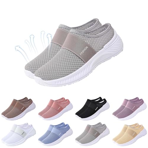 Orthopädische Schuhe Damen Air Cushion Slip On Hausschuhe Sommer Sandalen Mesh Atmungsaktiv Walkingschuhe Diabetiker Orthoback Schuhe Freizeit Leicht Schlupfschuhe Frauen von Generisch