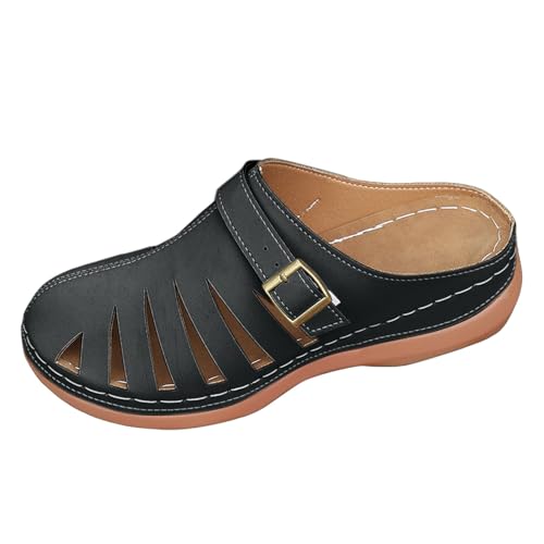 Orthopädische Schuhe Damen Freizeitschuhe Keilabsatz Geschlossene Zehen Hohlgürtelschnalle Einfarbig Halbschuhe Damen Freizeitschuhe Schuhe Chucks von Generisch