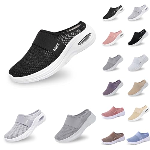 Orthopädische Schuhe Damen Leicht Mesh Hausschuhe Hinten Offen Sommer Wanderschuhe Slip On Atmungsaktiv Outdoor-Walkingschuhe Bequem Sandals Sommerschuh A01- Rosa 41 von Generisch