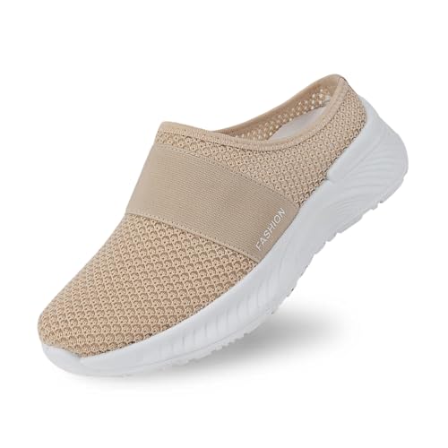 Orthopädische Schuhe Damen Leicht Mesh Hausschuhe Hinten Offen Sommer Wanderschuhe Slip On Atmungsaktiv Outdoor-Walkingschuhe Bequem Sandals Sommerschuh A02- Khaki 37 von Generisch