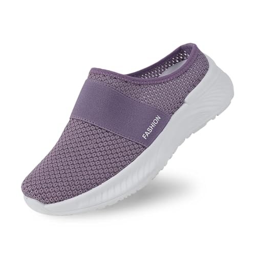 Orthopädische Schuhe Damen Leicht Mesh Hausschuhe Hinten Offen Sommer Wanderschuhe Slip On Atmungsaktiv Outdoor-Walkingschuhe Bequem Sandals Sommerschuh A02- Lila 40 von Generisch