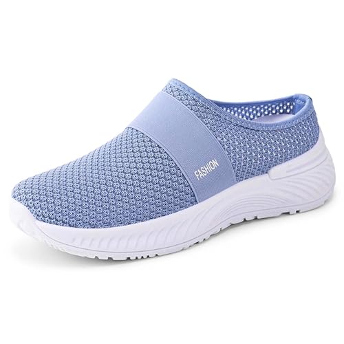 Orthopädische Schuhe Damen Leicht Mesh Hausschuhe Hinten Offen Sommer Wanderschuhe Slip On Atmungsaktiv Outdoor-Walkingschuhe Bequem Sandals Sommerschuh A03- Blau 39 von Generisch