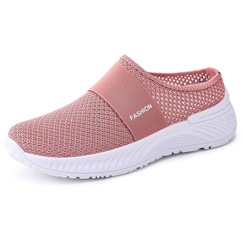 Orthopädische Schuhe Damen Leicht Mesh Hausschuhe Hinten Offen Sommer Wanderschuhe Slip On Atmungsaktiv Outdoor-Walkingschuhe Bequem Sandals Sommerschuh A03- Rosa 41 von Generisch