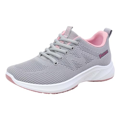 Orthopädische Sneaker Damen Mesh Strick Schuhe Leicht Atmungsaktive Laufschuhe Flach Plateau Tennisschuhe Freizeit Schnürhalbschuhe Alltag Arbeitsschuhe Bequeme Outdoor Walkingschuhe von Generisch