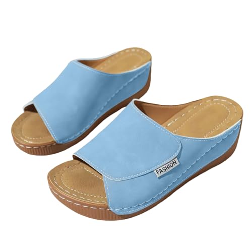Orthopädische Wanderschuhe für Damen, Keilsandalen für Damen, Schlupfschuhe, breite Passform, rutschfest, lässig, offener Zehenbereich, Fußgewölbeunterstützung, Strandpantoletten, für drinnen und Orthopädische Wanderschuhe für Damen, Keilsandalen für Damen, Schlupfschuhe, breite Passform, rutschfest, lässig, offener Zehenbereich, Fußgewölbeunterstützung, Strandpantoletten, für drinnen und von Generisch