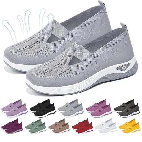 Orthopädische Wanderschuhe für Damen, bequeme Fußgewölbeunterstützung, breites Einschieben, atmungsaktives Design, grau, 39.5 EU Orthopädische Wanderschuhe für Damen, bequeme Fußgewölbeunterstützung, breites Einschieben, atmungsaktives Design, grau, 39.5 EU von Generisch