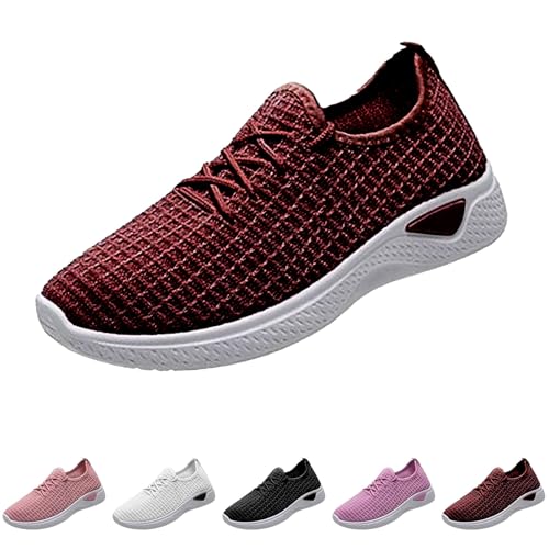 Orthopädische Wanderschuhe für Damen, lässig, weiche Sohle, bequeme Sneaker, Schlupfschuhe, Fußgewölbeunterstützung, Sportschuhe, rutschfest, leicht, atmungsaktiv, rot, 39 EU Orthopädische Wanderschuhe für Damen, lässig, weiche Sohle, bequeme Sneaker, Schlupfschuhe, Fußgewölbeunterstützung, Sportschuhe, rutschfest, leicht, atmungsaktiv, rot, 39 EU von Generisch