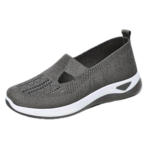 Orthopedic Shoes for Women, Women's Casual Breathable Slip On Orthopedics Walking Sneakers, Comfortable Non-Slip Soft Sole Mesh Orthopedic Shoes (Gray,37) von Generisch
