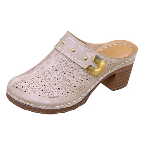 Orthopedische Sandale Sandalen Hinten Geschlossen Damen Sandalen mit hohen Absätzen Hausschuhe Damen Bao Toe Chunky Heel High Heel Pantoletten Bequem Zehenschuhe (Pink,41) von Generisch