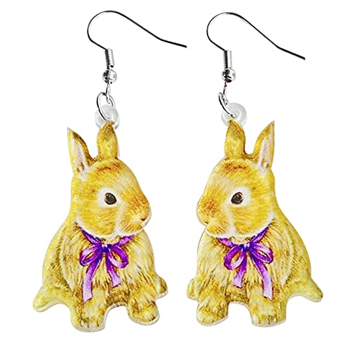 Oster-Ohrringe, Hase, Blumenkorb, niedlicher Druck, Ei, Huhn, Frühlingsblumen-Ohrringe, lustige baumelnde Ohrringe für Frauen, Einheitsgröße, Acryl, Kein Edelstein von Generisch