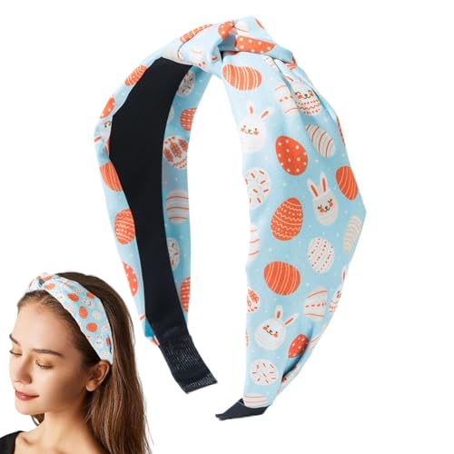 Ostern Stirnbänder für Frauen - Niedliches festliches Knoten-Stirnband | Frohe Ostern Stirnband mit Hasenei-Druck, Stirnband für Frauen, Frühlings-Haarschmuck von Generisch