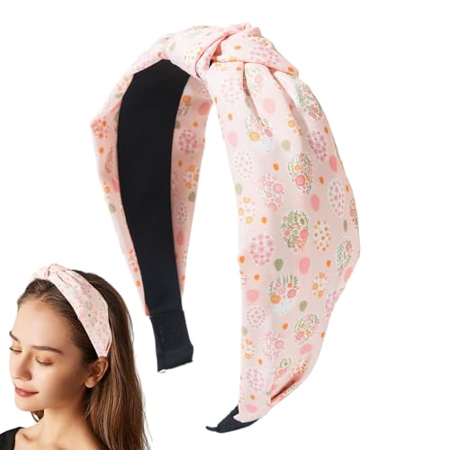 Ostern-Stirnbänder für Mädchen,Ostern-Stirnband - Süßes festliches geknotetes Stirnband,Frohe Ostern Stirnband mit Hasen-Ei-Print, Stirnband für Frauen, Frühlings-Haarschmuck von Generisch