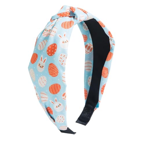 Ostern Stirnband | Geknotetes Stirnband Haarschmuck - Frohe Ostern Stirnband mit Häschen Ei Aufdruck, Stirnband für Frauen, Frühling Haarschmuck von Generisch