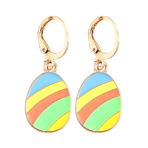 Osterohrringe für Frauen, Osterhasen-Ohrringe aus Holz, bunte Karotten-Ei-Ohrringe, niedliche, stilvolle Frühlingsohrringe für Frauen und Mädchen, Osterschmuck, Geschenke Perlen Farbig (C, One Size) von Generisch