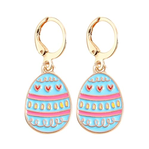 Osterohrringe für Frauen, Osterhasen-Ohrringe aus Holz, bunte Karotten-Ei-Ohrringe, niedliche, stilvolle Frühlingsohrringe für Frauen und Mädchen, Osterschmuck, Geschenke Perlen Farbig (F, One Size) von Generisch
