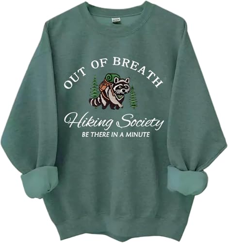 Out Of Breath Hiking Society Sweatshirt, Out Of Breath Hiking Society Waschbär-Shirts, Damen und Herren, grün, M von Generisch