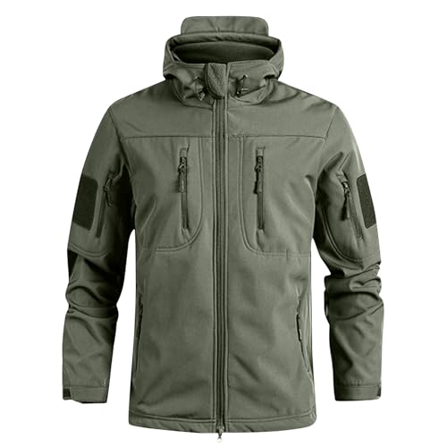 Outdoor Bekleidung für Herren Winter Kapuze Softshelljacke Wasserdicht Jäger Jagd Holzfäller Wander Drückjagd Männer Sakko Dicke Wasserdicht Sport Polizei Canvas Outdoor Jacken für Herren XXL von Generisch