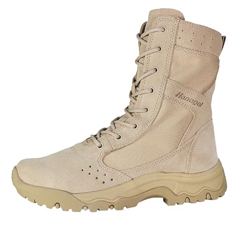 Outdoor High Top Zip Desert Stiefel Militär Combat Stiefel, Anti-Rutsch-Sohle Herren Leichtgewicht Wanderschuhe, 38-46，sand Farbe (sandig, Erwachsene, Herren, 41, Numerisch, EU Schuhgrößensystem, M) von Generisch