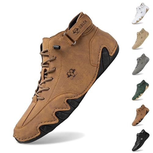Outdoor Schuhe Damen Barfußschuhe Herbst Herren Unsex Wasserdichter & Schmerzlindernder Leder-Barfußschuh, Freizeitschuhe Braun 44 von Generisch