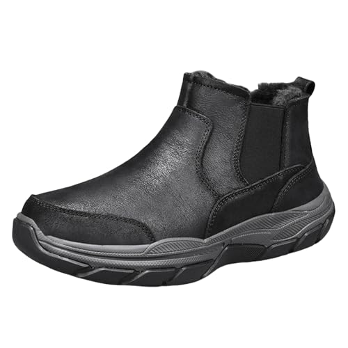 Outdoor Stiefel Herren Wasserdicht Schneestiefel mit Fleece Gefüttert Winterschuhe Rutschfeste Stiefeletten Flach Schlupfstiefel Casual Winter Boots Bequem Winterstiefel für Freizeitsports von Generisch