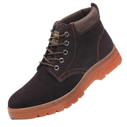 Outdoorschuhe Herren Flach Schneestiefel Leder Winterschuhe Wasserdicht Stiefeletten mit Fleece Gefüttert Schneeboots Rutschfest Schnürstiefel Farbkontrast Schneeschuhe Casual Winterstiefel von Generisch