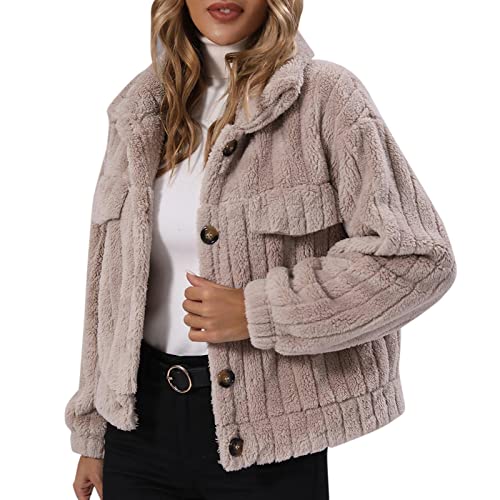 Outlet Angebote, Pullover Sale Damen, Kunstpelz Jacke Damen Fuzzy Fleece Open Front Long Cardigan Coat Faux Warm Winter Outwear Jacken Mantel Klassisch Damen Creme, Damenpullover Langarm Winter Sale von Generisch
