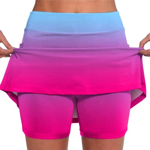 Outlet Angebote Damen Outlet Angebote Rock Mit Hose Drunter Kurz 2 In 1 Shorts Rock Farbverlauf Druck Tennis Rock Mit Short Integriert Sportrock Tennisrock Sommer Must Have Sommerurlaub Must Have von Generisch