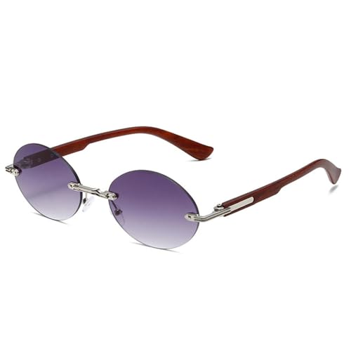 Oval Sunglasses Women Retro Rimless Clear Gradient Lens Shades UV400 Men Punk Sun Glasses(Silver Gray Gradient) von Generisch