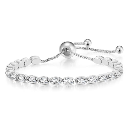 Ovale Diamant-Tennis-Armbänder für Damen, modisch, Gold, verstellbar, vereiste Zirkon, Kette an Hand, Schmuck, Freund, Geschenk, Haltbarkeit und Anziehungskraft von Generisch