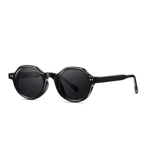 Ovale Retro-Sonnenbrille für Damen, modisch, Nieten, trendig, Punk, UV400, schwarz grau, Einheitsgröße von Generisch