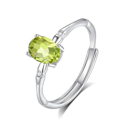 Ovaler Ring Aus 925Er Sterlingsilber Für Damen, Solitär-Verlobungsring, Statement-Silber-Edelstein-Band, Jubiläumsversprechen, Ehering Für Sie, Peridot von Generisch