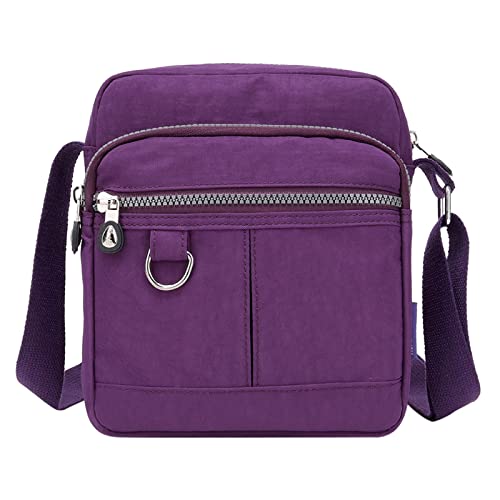 Over-The-Schultertaschen für Damen, lässig, Nylon, Handtasche, Crossbody-Tasche, Umhängetasche, Handtasche für Damen, Schultertasche, violett, Einheitsgröße von Generisch