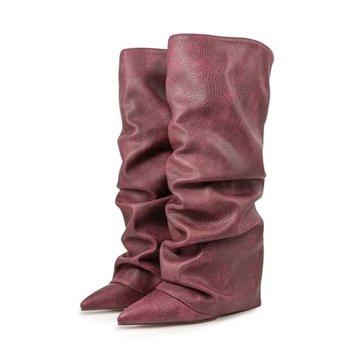 Overknee Stiefel Damen Westernstiefel mit Spitzer Spitze Winterschuhe und Weitem Schaft Outdoor Winterboots Frauen Casual Komfortable Schuhe for Frau Ankle Boots von Generisch