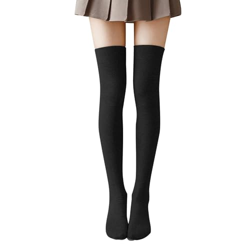 Overknees Strümpfe Damen Schwarz im japanischen Stil, Overknee-Schlankheitsstrümpfe für Frauen Netzstrumpfhose Schwarz Offener Schritt (Black, One Size) von Generisch