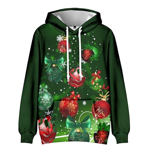 Oversized Hoodie, Weihnachten Herren Kapuzenpullover Mode Drucken Lose Lange Ärmel Dünne Kapuze Sweatshirt Pullover Mit Kordelzug Weihnachtspullover Hoodie Y2K Pullinpullover (8XL, Mehrfarbig) von Generisch