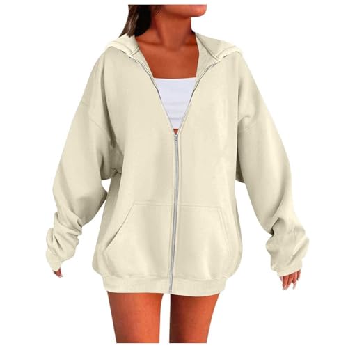 Oversized Hoodie Damen Langarm Sweatshirt Herbst Winter Einfarbig Warm Basic Hoody Freizeit Outwear Sport Style Training Kapuzenpullover Sweatjacke Teenager Oversize Hoodie Damen Hafen Vintage von Generisch