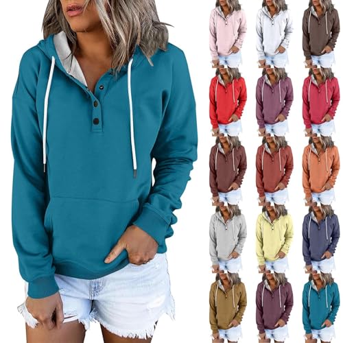 Oversized Hoodie Damen Langarm Sweatshirt Herbst Winter Einfarbig Warm Basic Hoody Freizeit Outwear Sport Style Training Kapuzenpullover Sweatjacke Teenager Sweatshirtjacke Damen Herbst faul von Generisch