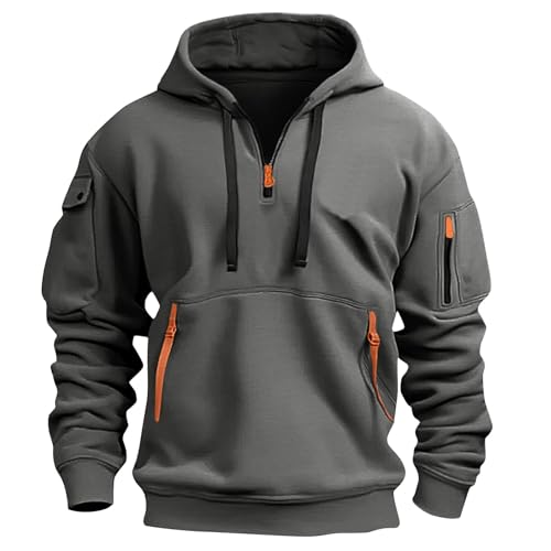 Generisch Kapuzenpullover Herren Gym Dünner Sweatjacke, Tactical Oversized Oversize Sport Warmer Hoodie Oversize, Coole Reißverschluss für Militär Warm Basic Reissverschluss Kleidung Herren XXL von Generisch
