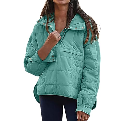 Oversized Puffer Jacke mit Kapuze Leichtes Steppjacke Lässig Damen Gesteppte Pullover Sweatshirt Warm Kapuzenpulli Winter Daunenjacke Kapuzenpullover Mantel Tops Outwear von Generisch