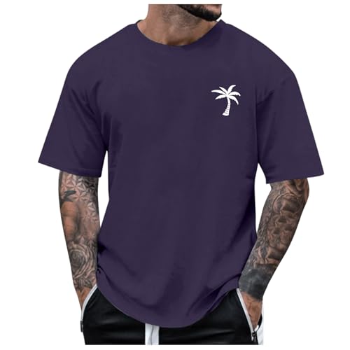 Oversized Tshirt Herren Dunkellila Sport Shirt Kokospalmendruck Sportshirt Kurzarm Laufshirt Große Größen Strand T-Shirt Männer Casual Oberteile Sommerurlaub Must Have Bluse Mit Rundhals Oversized Tshirt Herren Dunkellila Sport Shirt Kokospalmendruck Sportshirt Kurzarm Laufshirt Große Größen Strand T-Shirt Männer Casual Oberteile Sommerurlaub Must Have Bluse Mit Rundhals von Generisch