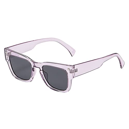 Oversized Übergröße Brille für Damen Herren Retro Square Sonnenbrille Vintage Trendy Brille Klassisch Sunglasses Groß Polarisierte Sonnenbrille Rechteckig Sportsonnenbrille Runde (Purple, One Size) von Generisch