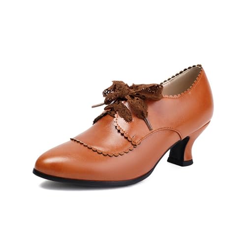 Oxford Schnürschuhe Damen Business Derby Brogue Schuhe Lederschuhe Halbschuhe Vintage Schnürhalbschuhe Elegant Pumps Mit Blockabsatz Braun 38 Oxford Schnürschuhe Damen Business Derby Brogue Schuhe Lederschuhe Halbschuhe Vintage Schnürhalbschuhe Elegant Pumps Mit Blockabsatz Braun 38 von Generisch